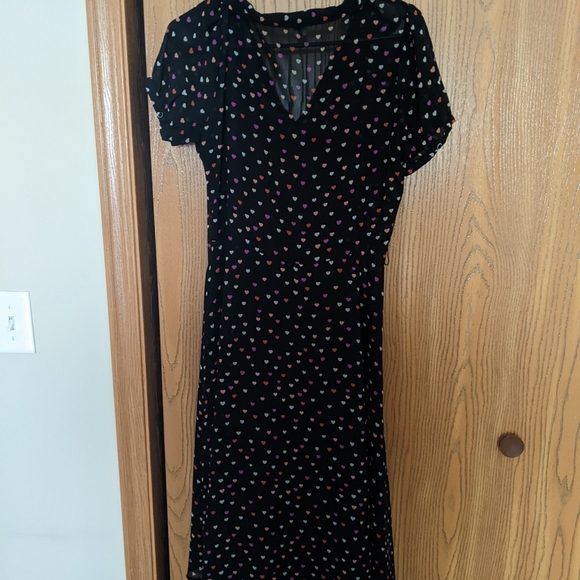 Midi Button Front Heart Print Dress - Picture 2 of 8